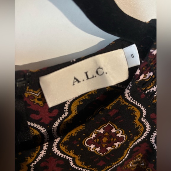 A.L.C. Geometric Long Sleeve Dress in Burgundy - Picture 7 of 8